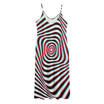 Anaglyph Optical Illusion Print Jersey Midi Cami Dress