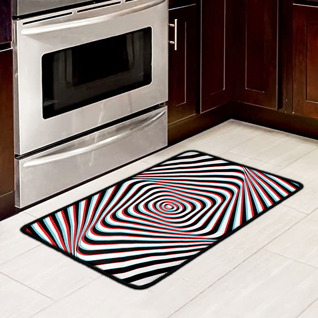 Anaglyph Optical Illusion Print Kitchen Mat