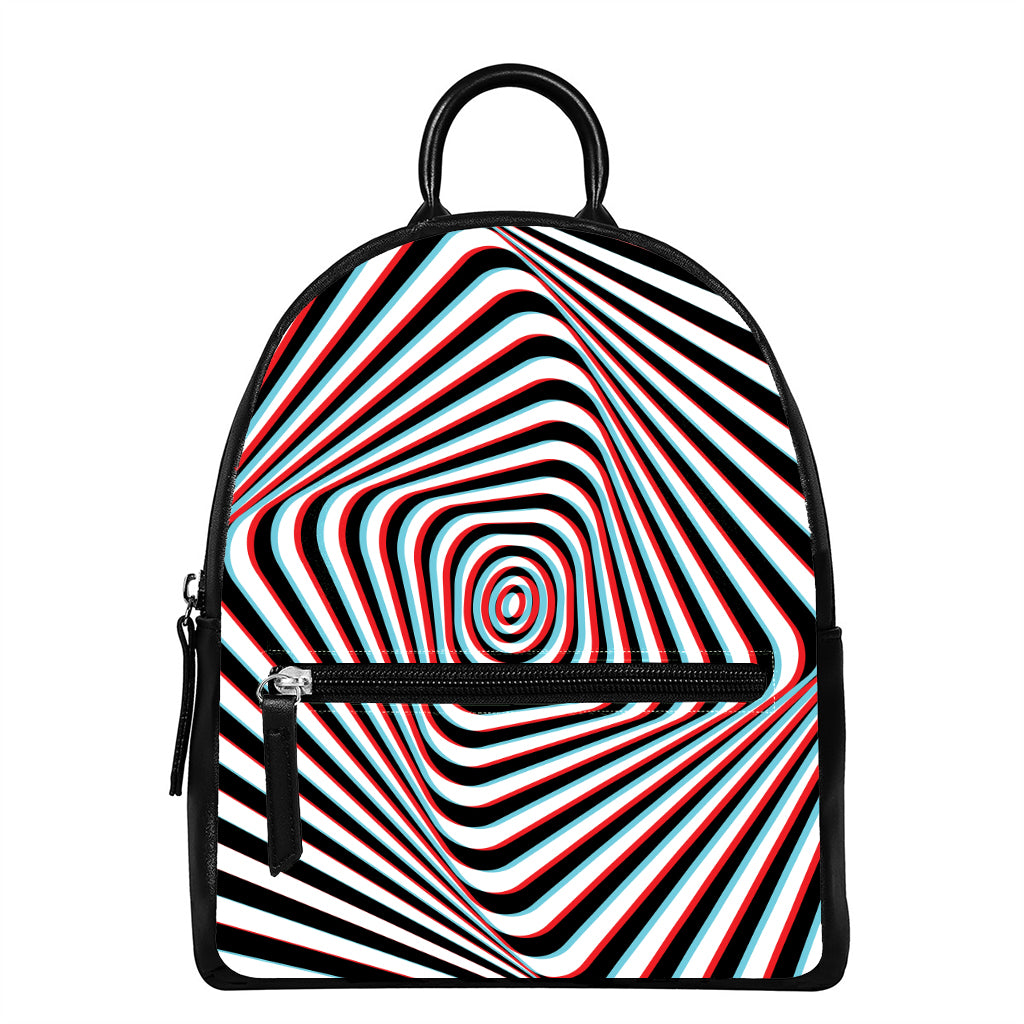 Anaglyph Optical Illusion Print Leather Backpack