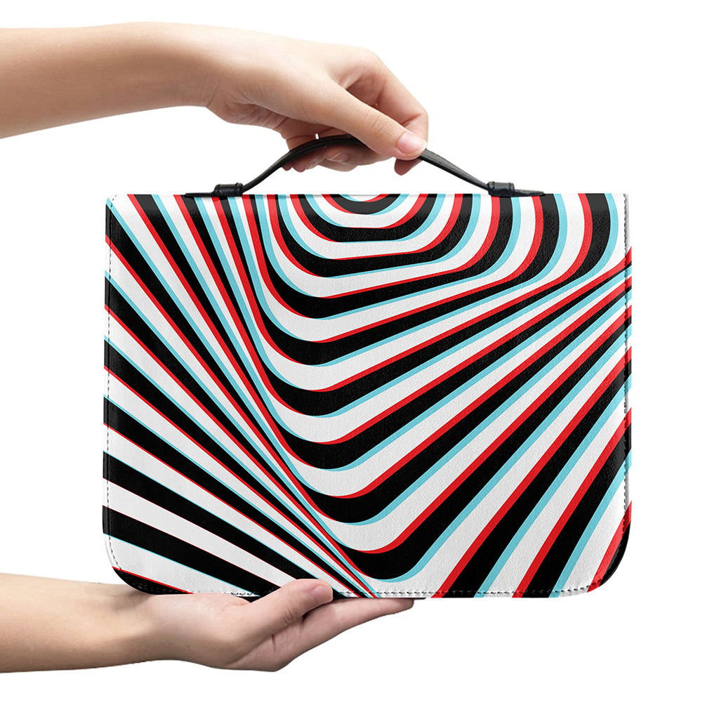 Anaglyph Optical Illusion Print Leather Bible Cover