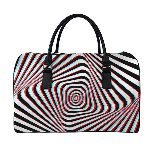 Anaglyph Optical Illusion Print Leather Duffle Bag