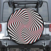 Anaglyph Optical Illusion Print Leather Spare Tire Cover