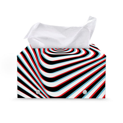 Anaglyph Optical Illusion Print Leather Tissue Box Cover