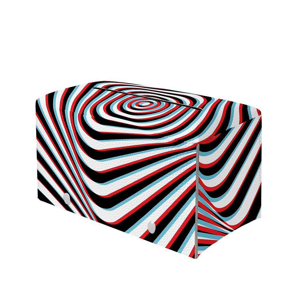 Anaglyph Optical Illusion Print Leather Tissue Box Cover