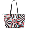 Anaglyph Optical Illusion Print Leather Tote Bag With Zipper