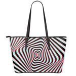 Anaglyph Optical Illusion Print Leather Tote Bag
