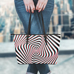 Anaglyph Optical Illusion Print Leather Tote Bag