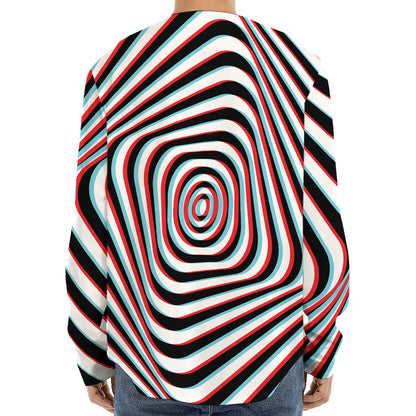 Anaglyph Optical Illusion Print Long Sleeve Baseball Jersey