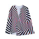 Anaglyph Optical Illusion Print Long Sleeve Short Coat