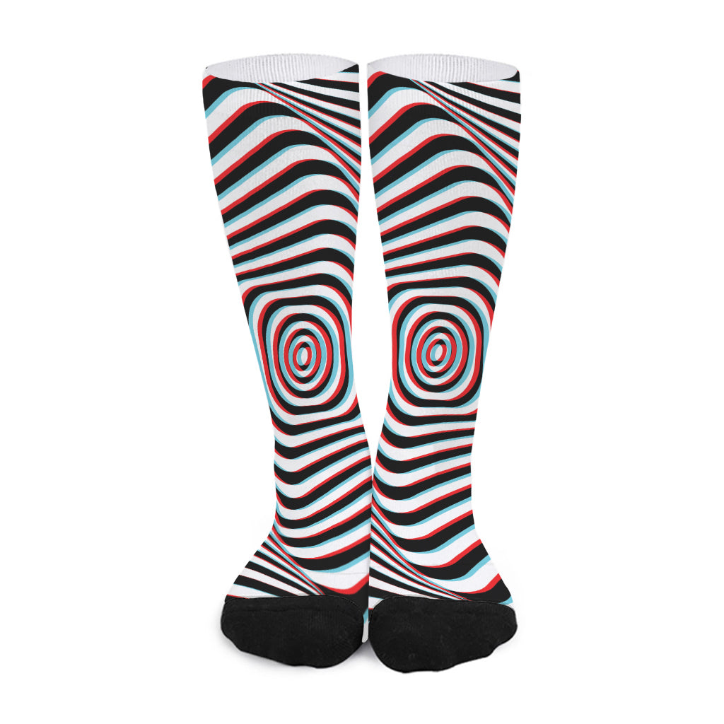 Anaglyph Optical Illusion Print Long Socks