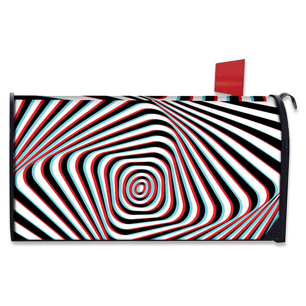Anaglyph Optical Illusion Print Mailbox Cover