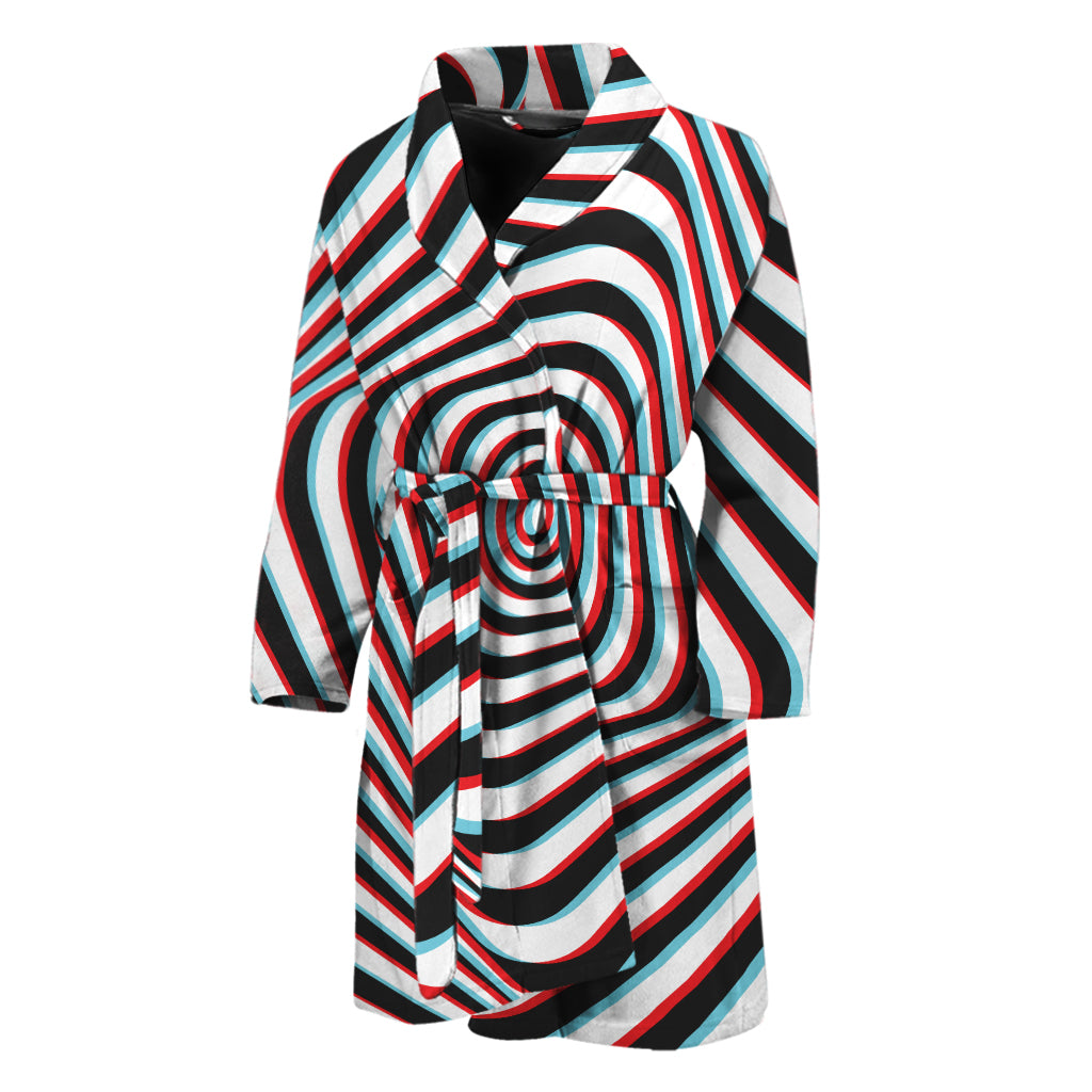 Anaglyph Optical Illusion Print Men's Bathrobe