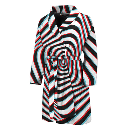 Anaglyph Optical Illusion Print Men's Bathrobe