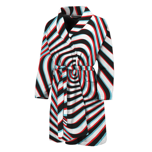 Anaglyph Optical Illusion Print Men's Bathrobe