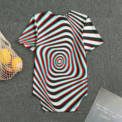 Anaglyph Optical Illusion Print Men's Bodysuit