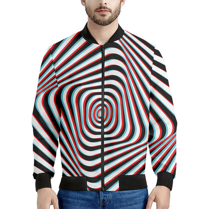 Anaglyph Optical Illusion Print Men's Bomber Jacket
