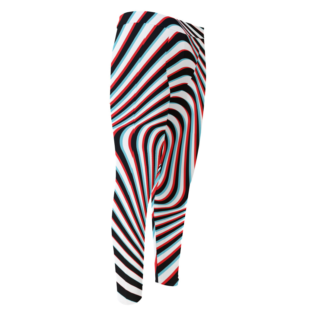 Anaglyph Optical Illusion Print Men's Compression Pants