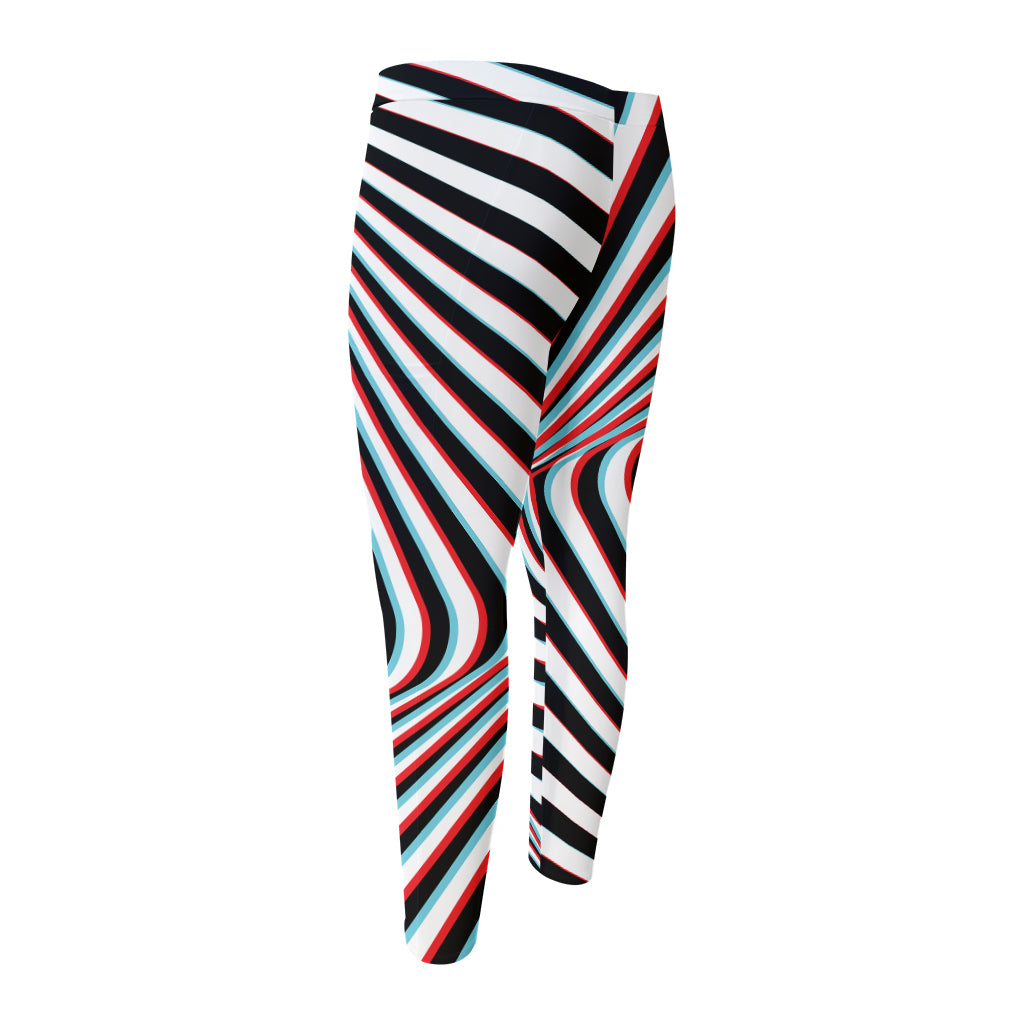 Anaglyph Optical Illusion Print Men's Compression Pants