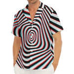 Anaglyph Optical Illusion Print Men's Deep V-Neck Shirt