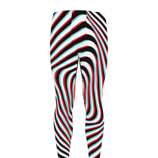 Anaglyph Optical Illusion Print Men's leggings