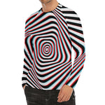 Anaglyph Optical Illusion Print Men's Long Sleeve Rash Guard