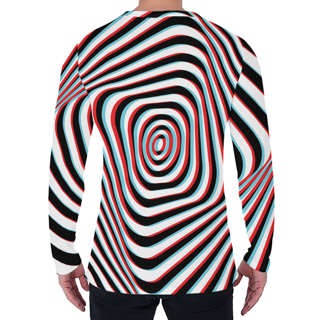 Anaglyph Optical Illusion Print Men's Long Sleeve T-Shirt