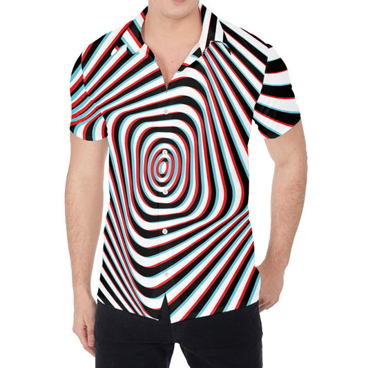 Anaglyph Optical Illusion Print Men's Shirt