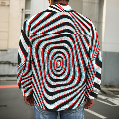Anaglyph Optical Illusion Print Men's Shirt Jacket