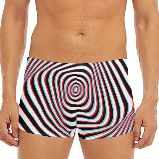 Anaglyph Optical Illusion Print Men's Short Boxer Briefs