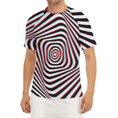 Anaglyph Optical Illusion Print Men's Short Sleeve Rash Guard