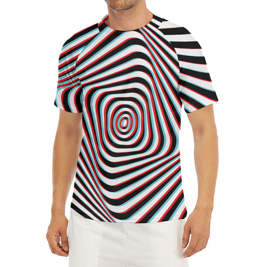 Anaglyph Optical Illusion Print Men's Short Sleeve Rash Guard