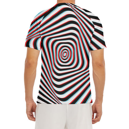 Anaglyph Optical Illusion Print Men's Short Sleeve Rash Guard
