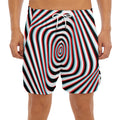 Anaglyph Optical Illusion Print Men's Split Running Shorts