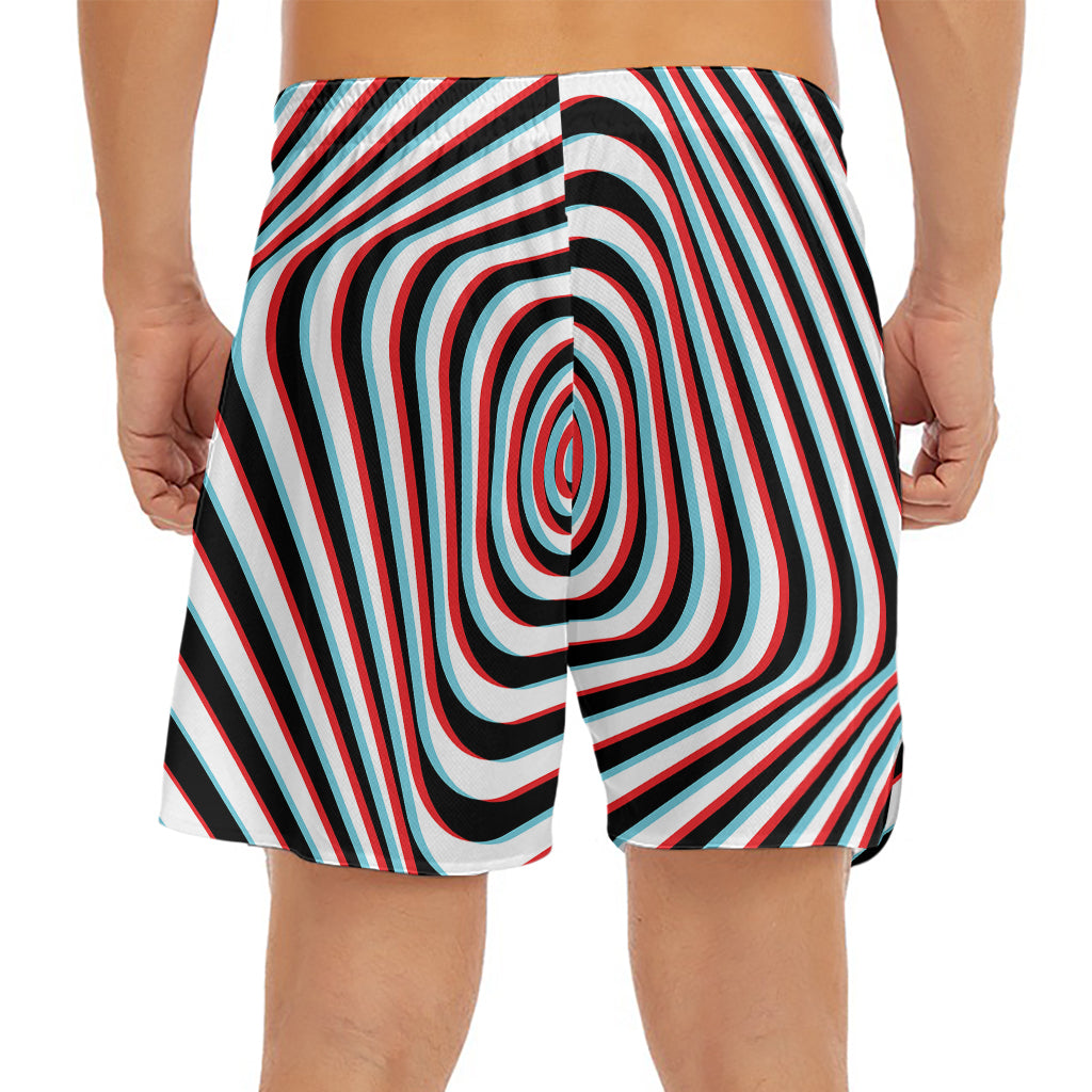 Anaglyph Optical Illusion Print Men's Split Running Shorts