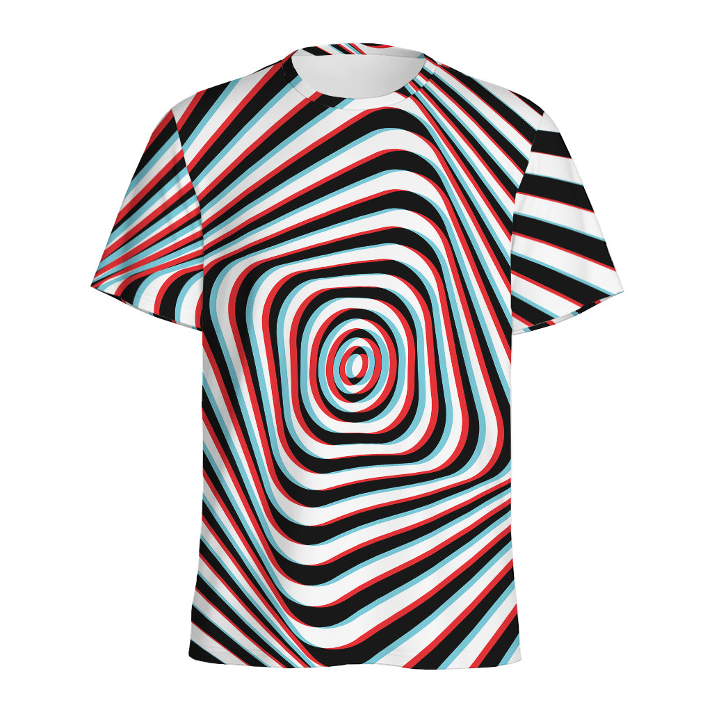 Anaglyph Optical Illusion Print Men's Sports T-Shirt