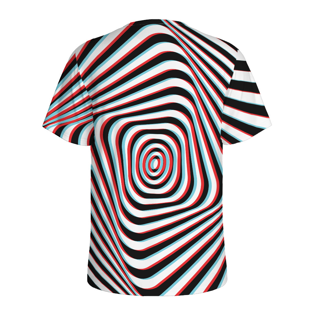 Anaglyph Optical Illusion Print Men's Sports T-Shirt