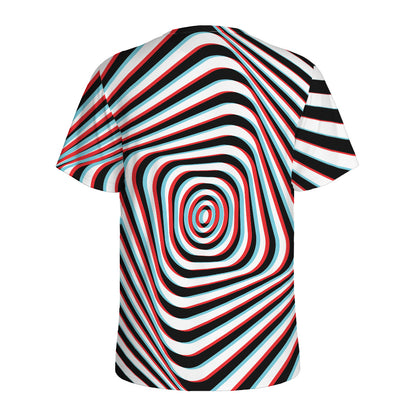 Anaglyph Optical Illusion Print Men's Sports T-Shirt