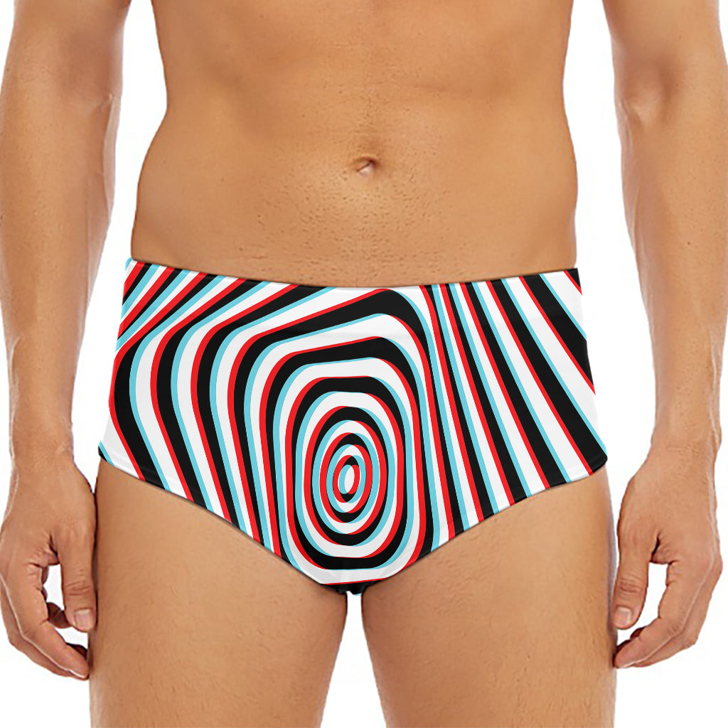 Anaglyph Optical Illusion Print Men's Triangle Swim Briefs
