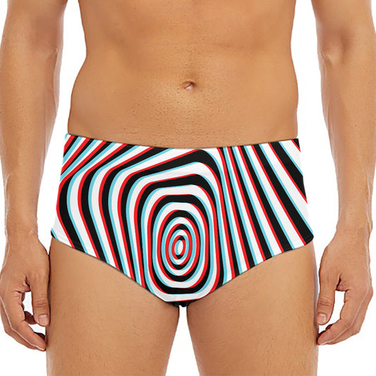 Anaglyph Optical Illusion Print Men's Triangle Swim Briefs