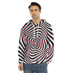 Anaglyph Optical Illusion Print Men's Velvet Pullover Hoodie