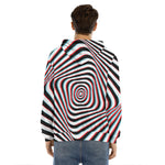 Anaglyph Optical Illusion Print Men's Velvet Pullover Hoodie