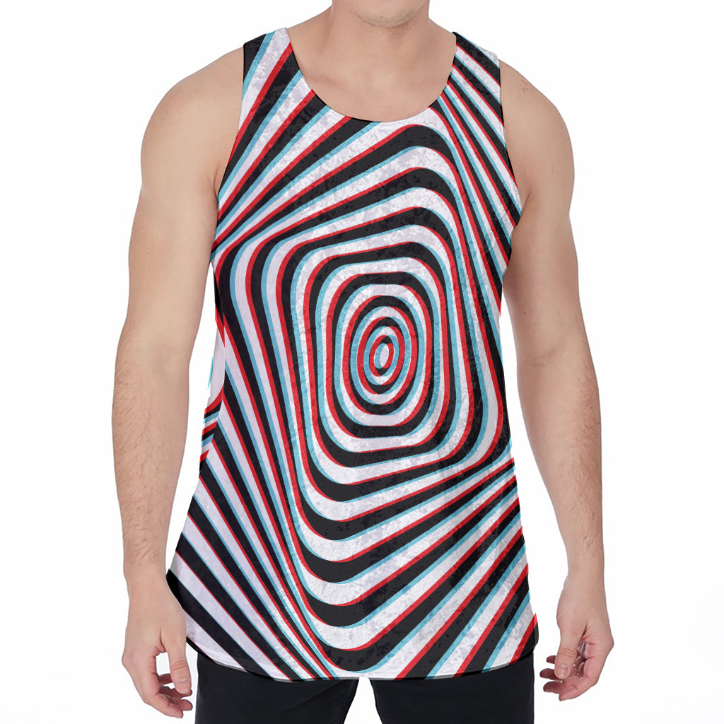 Anaglyph Optical Illusion Print Men's Velvet Tank Top
