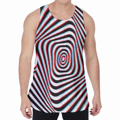 Anaglyph Optical Illusion Print Men's Velvet Tank Top