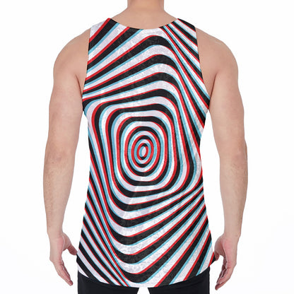 Anaglyph Optical Illusion Print Men's Velvet Tank Top