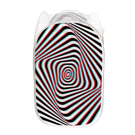 Anaglyph Optical Illusion Print Mesh Laundry Hamper