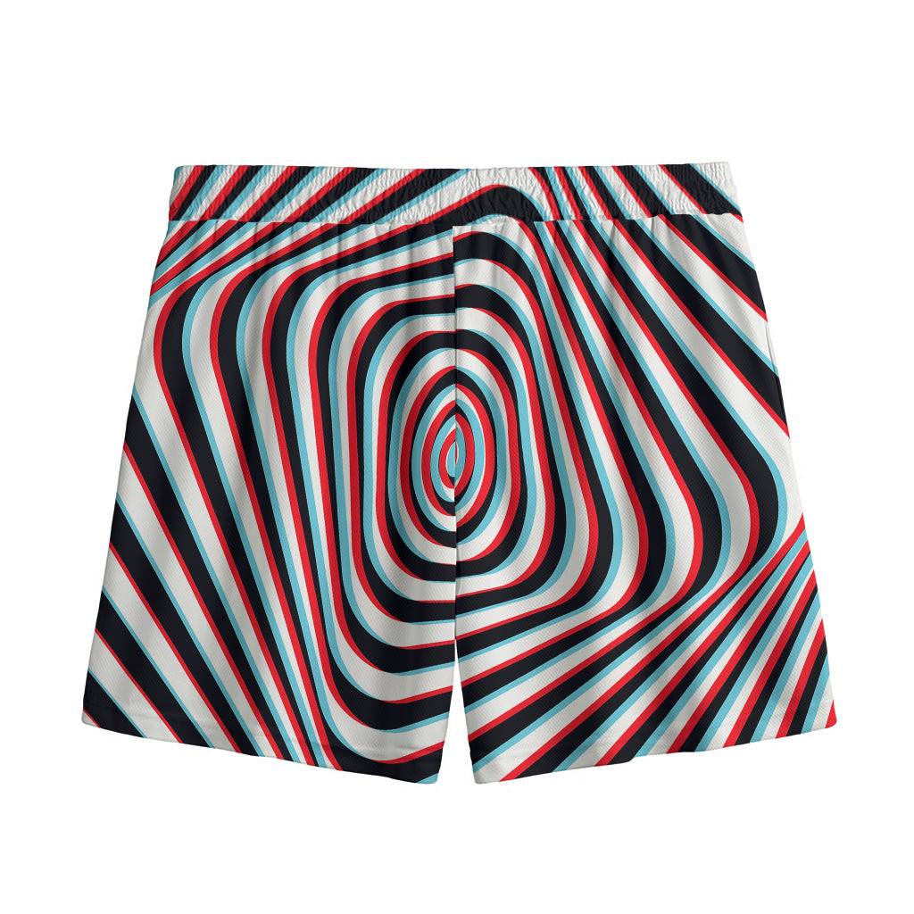 Anaglyph Optical Illusion Print Mesh Shorts