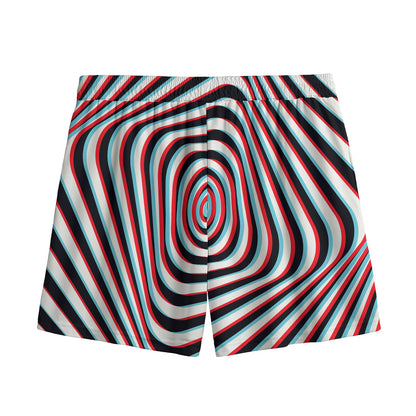 Anaglyph Optical Illusion Print Mesh Shorts