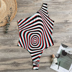 Anaglyph Optical Illusion Print One Shoulder Bodysuit