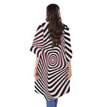 Anaglyph Optical Illusion Print Open Front Beach Cover Up