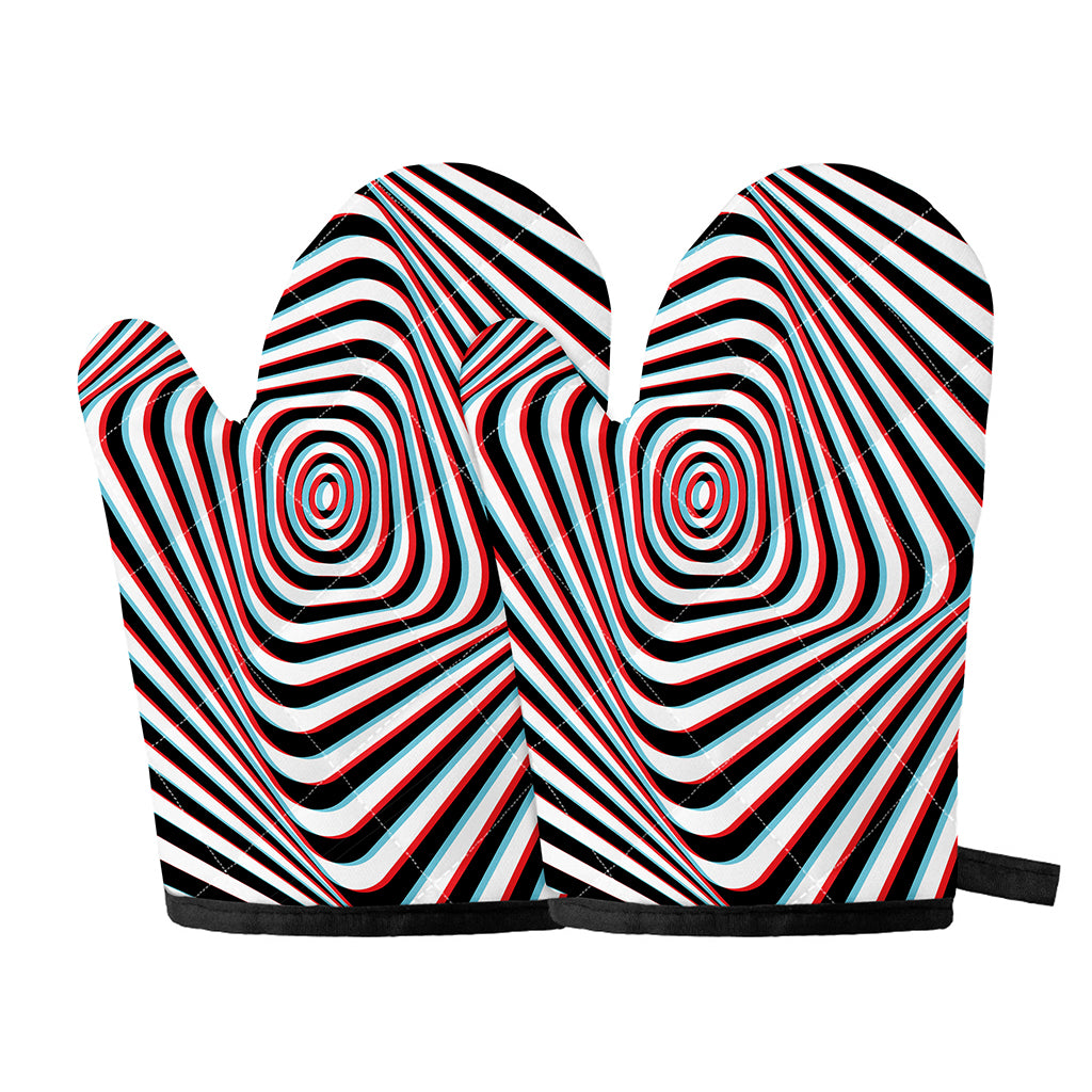 Anaglyph Optical Illusion Print Oven Mitts